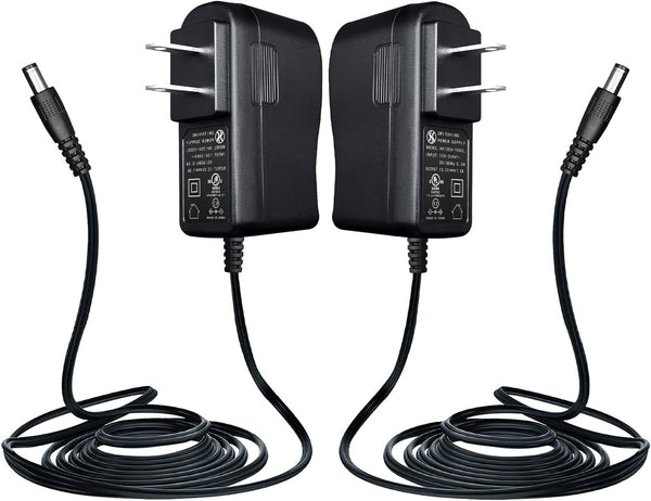 ANLINK UL Listed 2PCS 12V 1A/1000mA 10ft Long Cord Power Supply Adapter, 12W