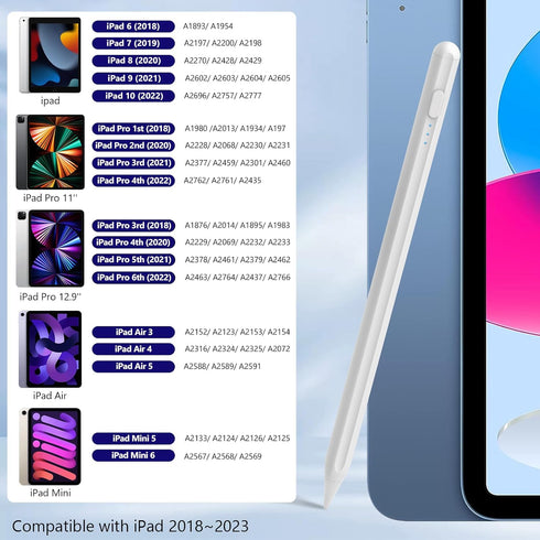 Apple Pencil Stylus Pen for iPad 10/9/8/7/6, iPad Air 5/4/3, iPad Pro (11/12.9), iPad Mini 6/5, Fast Charge
