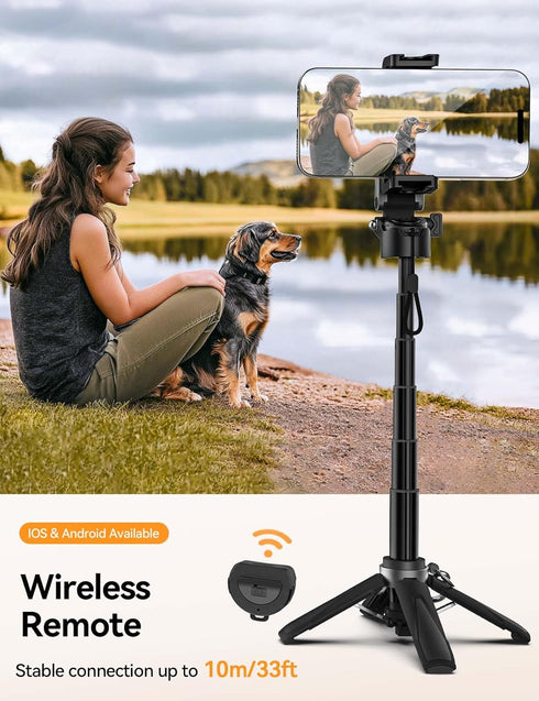 Takerers 4-in-1 Tripod360 Portable Selfie Stick Tripod with RemotePocket Size Extendable Cell Phone Rotation Mini