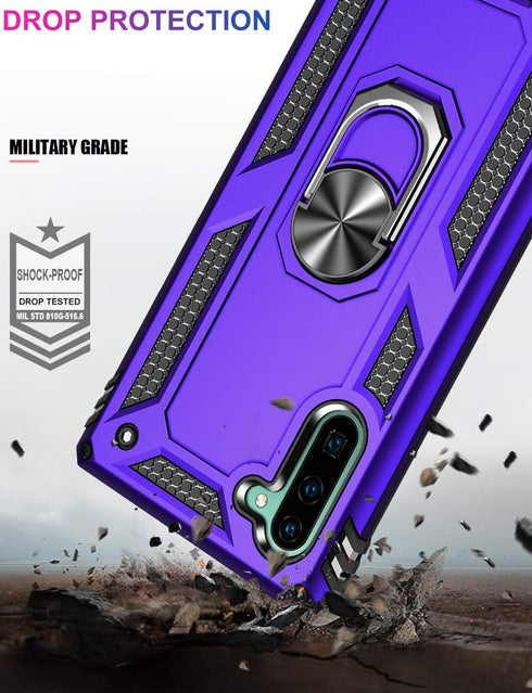 LUMARKE Galaxy Note 10+ Plus Case, Military Grade Heavy Duty Protective Cover with Magnetic Ring Kickstand, Purple