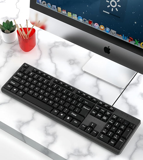 Guiheng Wired Computer Keyboard, Plug Play USB, Large Number Pad, LED IndicatorsErgonomic, Foldable Stands,Anti-Wear