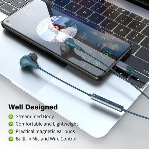 USB C Headphones for iPhone 15, Samsung S24 Ultra, Pixel 6, OnePlus, with Mic & Volume Control, Magnetic Wired Earbuds.