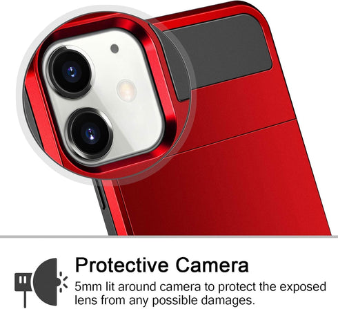 Vofolen iPhone 12 Case 5G, Red Wallet Cover with Credit Card Holder Slot, Anti-Scratch Dual Layer Protective