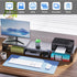 Black Metal Dual Monitor Stand - Ergonomic Desk Riser for Home and Office