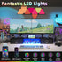 2 2 YAOHUOO Dual Monitor Stand with LED Light Drawers, Computer Monitor Riser for Monitors, Large Desktop Organzier