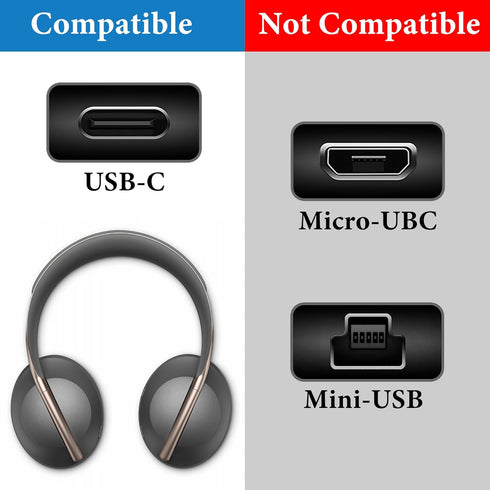 GEEKRIA USB Headphones Short Charger Cable for Bose QC Ultra, QC45, 700ANC, QC Earbuds II, USB to USB-C (1ft/30cm 2Pack)