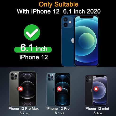 Milomdoi 3 Pack Screen Protector for Apple iPhone 12 with 3 Pack Tempered Glass Camera Lens Protector, Ultra 9H Accessories, Case Friendly, Mounting Frame, 2.5D Curved, Transparent