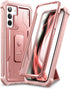 Dexnor Case for Samsung Galaxy S21, Built-in Screen Protector and Kickstand, Heavy Duty Shockproof Cover, Rose Gold