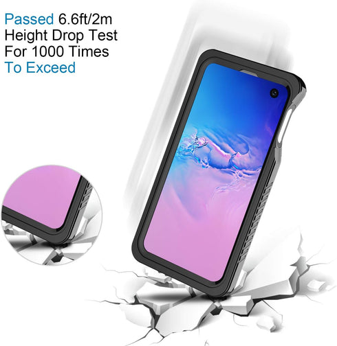 Lanhiem IP68 Waterproof Dustproof Case for Samsung Galaxy S10e, Heavy Duty Full Body Protective Clear Back Cover, Black