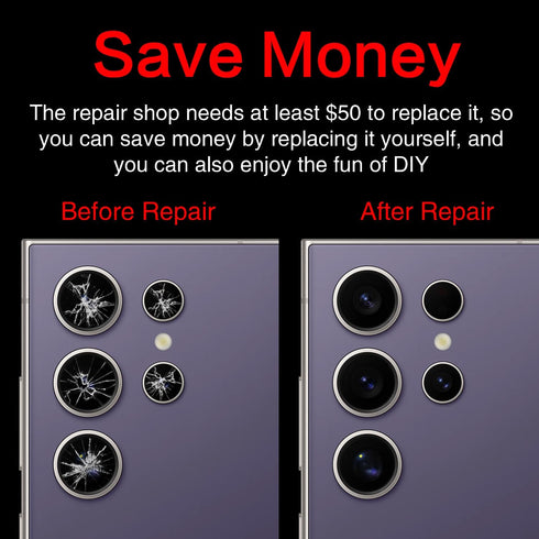 2PCS ASDAWN Back Rear Camera Lens Glass Replacement for Galaxy S24 Ultra 6.8 Inches Repair Kit