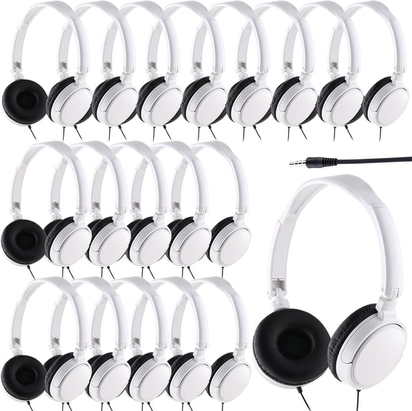 Yunsailing 18 Pack Classroom Headphones Bulk, Wired Class Headphones Set for Kids School, Individually Wrapped
