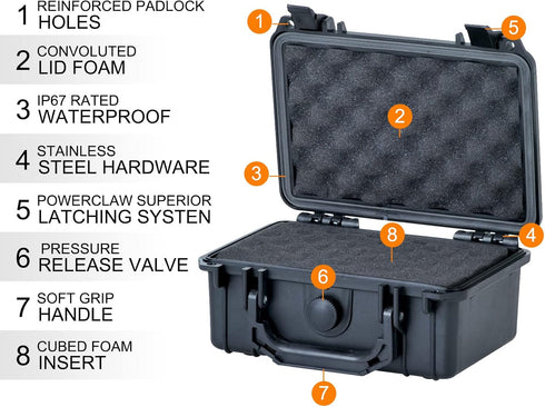 MEIJIA Portable All Weather IP67 Waterproof Protective Case, Hard Case with Customizable Foam for Drones, Cameras