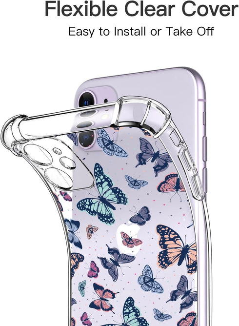 iPhone 11 Case with Screen Protector - Stylish Elegant Floral Design on Soft Clear TPU - Slim Fit Protective Phone Cover