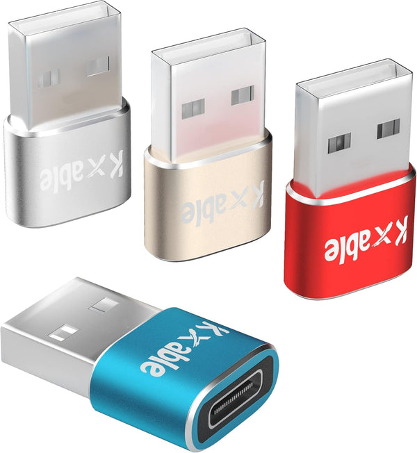 USB C Female to USB Male Adapter 4 Pack, Multi Colors, Type-A to USB C Charger Converter for iPhone 15 Pro Max