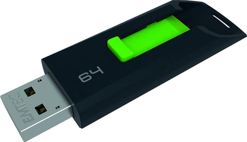 Emtec C450 Flash Drive, 64GB, Black & Green