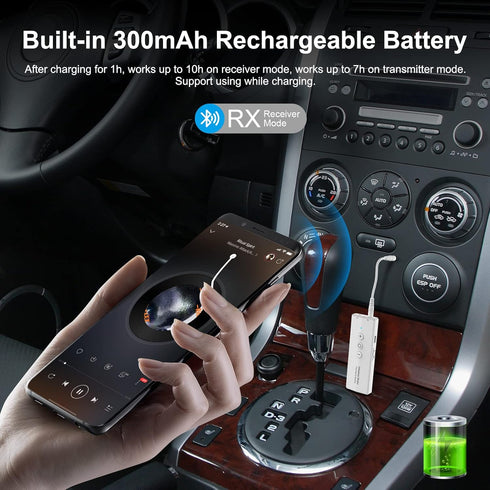 Isobel Bluetooth Transmitter/Receiver, 3-in-1 Rechargeable Adapter for TV and Car Stereo System