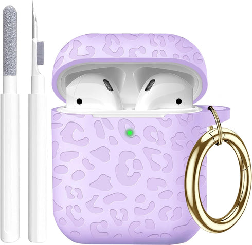 Airpod Case & Airpods 2nd Generation Leopard Engraved Skin Cover, Compatible with AirPods 2nd/1st Charging Case, Cute