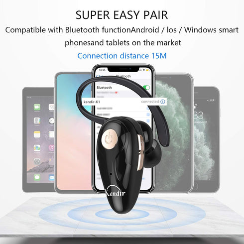 Bluetooth Headset, V5.0 Ultralight Wireless Headphone Cell Phone Earpiece with Mic, Volume Control, Handsfree Earbud,