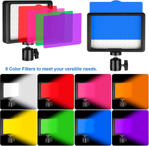 Ci-Fotto 2-Pack, Dimmable 5600K LED Photo Video Light USB LED Continuous Light Photography Light with Tripods and Color