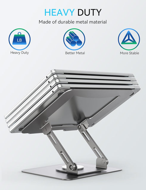 SOUNDANCE 360 Rotating Laptop Stand, Ergonomic Computer Riser for Desk, Adjustable Height Multi-Angle Metal Holder