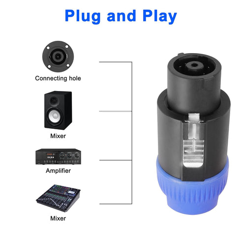 MEIRIYFA 8 Pole Speakon Connector Plug, NL4 Speak-On 8 Pin Male Audio Speaker Twist Lock Plugs, 2Pack