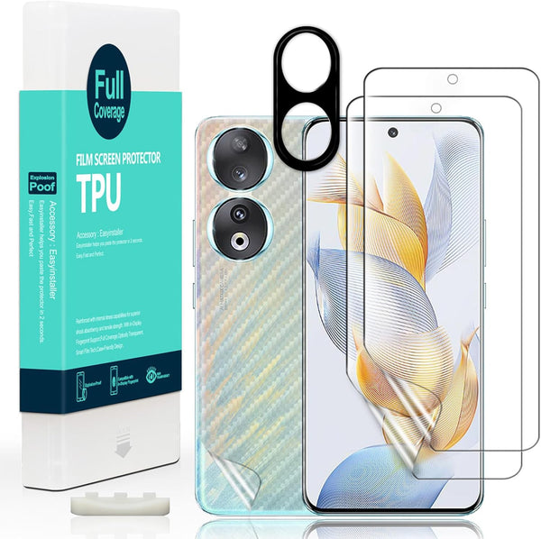 Ibywind 2 Pack Screen Protector for Honor 90 5G, HD Clear, Flexible TPU, Case Friendly + Camera Lens & Back Film.