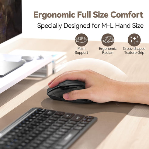 TECKNET Wireless Mouse Jiggler, USB-C Rechargeable, Silent Click, Ergonomic 6400 DPI Mouse
