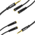 3.5mm Audio Splitter (2 Pack) - Matte Black, 4 Pole TRRS, One Male to Two Female for PC, Xbox, PS4, Smartphones (1ft)