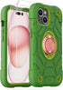 KCJ iPhone 15 Case (6.1") - Avocado, Soft Silicone + Hard PC, Full Body Protection, Includes 2 Screen Protectors & Ring
