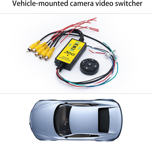 GRDM 4 1 360 12V/24V in Car Camera Video Switcher with Remote Control, Panoramic View for Left Right Front Rear, Easy