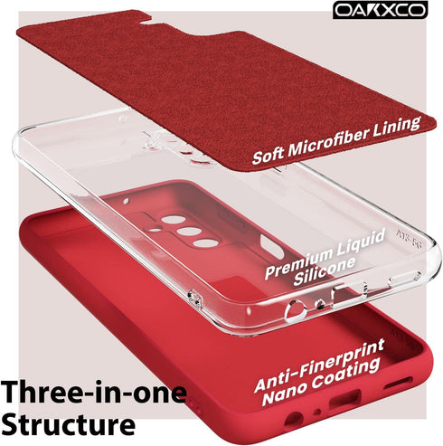 oakxco Samsung Galaxy A13 5G/A04s Phone Case, Liquid Silicone, Cute Thin Slim Soft Rubber, Red