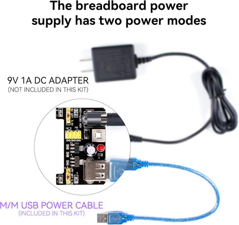 Miuzei Electronics Component Fun Kit, Supply Module, Jumper Wire, Breadboard, Compatible with Arduino