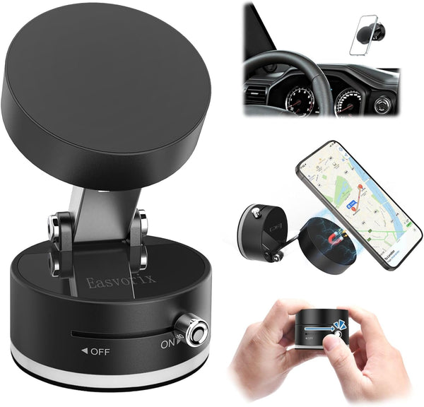 Easvorix Vacuum Magnetic Phone Holder with Metal Ring Compatible with iPhone 17 All
