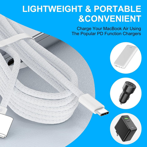 140W Magnetic 3 Charging Cable for MacBook Air (M2, 2022) & Pro (14"/16", M2/2021, M2/2023) - 6.6ft USB C Cord.