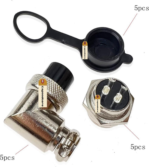 Lsgoodcare 5Pcs 90 Degree Elbow Aviation Plug Socket Female + 5Pcs 16MM Aviation Socket 4 din Male Plug