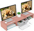 WESTREE Dual 3 Shelf Computer Riser with Drawer, Adjustable Length and Angle, Desktop 2 Monitor Stand Storage Organizer