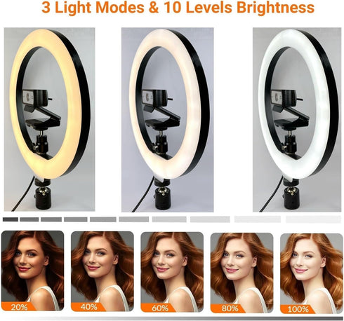 AceTaken 10'' C920/MX 4K/StreamCam/Brio 4K/C930/C922/C925e/C615/Brio 500 Upgraded Webcam Wall Mount Selfie Light, Ring