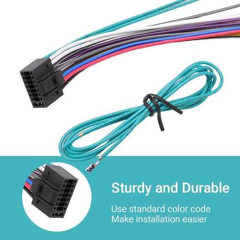 YYTQP 16 Pins Car Stereo Wiring Harness, Radio Wiring Harness Connector Compatible with Kenwood KDC KRC KMD Aftermarket