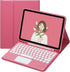 HENGHUI iPad 6th/5th Gen Air 2 Pro 9.7" Keyboard Case with Touchpad, Cute Round Key Color Keyboard, Dark Pink