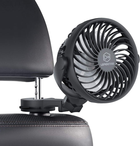 LEMOISTAR Battery Operated USB Car Fan, Electric Cooling Fan, 4 Speed,360 Degree