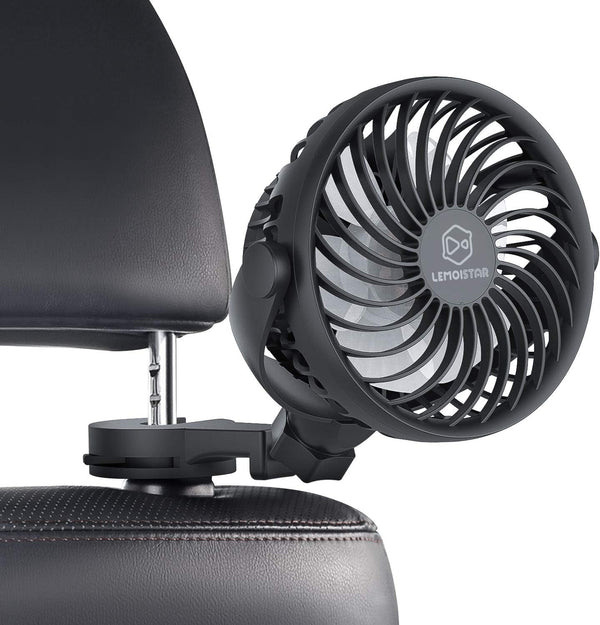 LEMOISTAR Battery Operated USB Car Fan, Electric Cooling Fan, 4 Speed,360 Degree