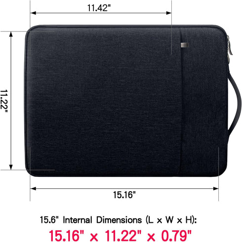 RAINYEAR 15.6 Inch Laptop Sleeve Case for 15.6" Notebook, Handbag with Handle Strap, Waterproof Cover - Black