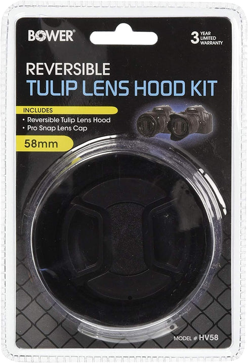 Hakosco Wearable Cameras Bower 58 mm Tulip/Flower Shaped Hood with Lens Cap, Black