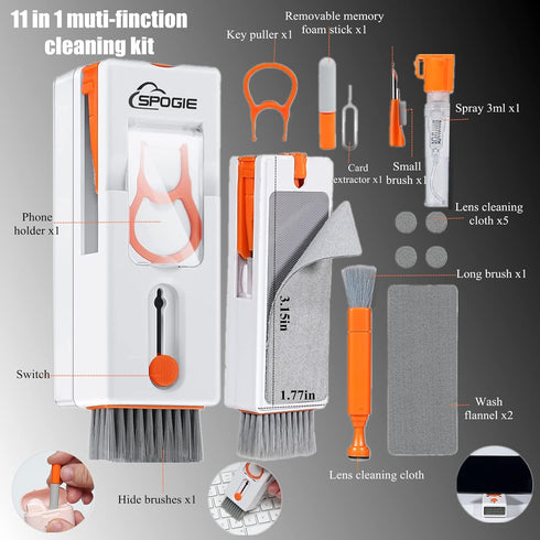 11-in-1 Keyboard Cleaning Kit, Laptop Cleaner with Brush for Cell Phone, Earbuds, Camera Lens, Computer &