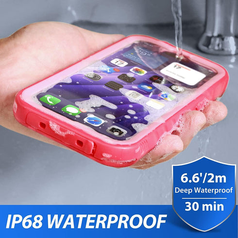 SPORTLINK Waterproof Case for iPhone 13 Pro - Full Body Shockproof Dustproof IP68 with Built-in Screen Protector, Pink