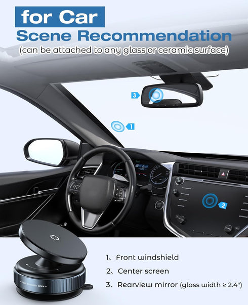 NIYEVN Car,360Adjustable Suction Cup Phone Mount,Magnetic Phone Holder for Vacuum Suction Phone Mount