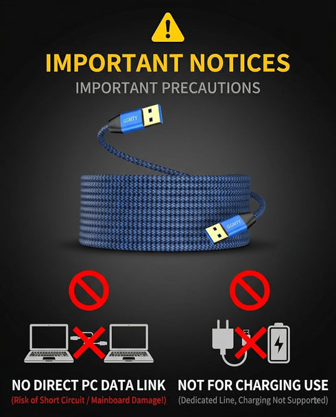 GGMTY 1.5FT, 3.0 3.0 USB to USB Cable Durable Braided USB Male to Male Type A to Type A Cable Data Transfer Compatible