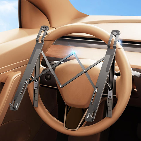 Car Laptop Mount Steering Wheel Tray Holder, Height Adjustable Car Desk for