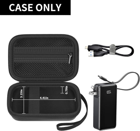 Boobowl Travel Case for Anker 3-in-1 Portable Charger, 10,000mAh Power Bank, Black Storage Bag with Mesh Pocket