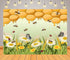CORFOTO 10x8ft Fabric Honeycomb Bee Backdrop Golden Honeycomb Daisies Butterflies Insects Nature Scene Photography